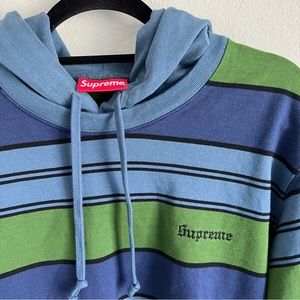 Supreme Striped Hooded Crew Sweatshirt